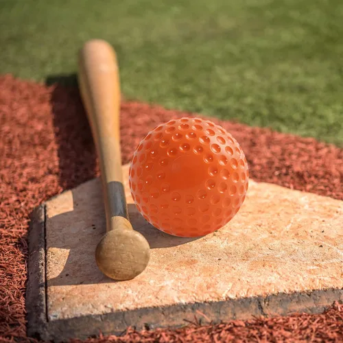 Vista 2 de Pelotas de béisbol 12 unidades de pelotas de béisbol con hoyuelos, máquina de lanzar pelotas de béisbol de 9 pulgadas para coordinación mano-ojo