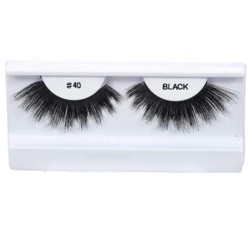 Vista 20 de 10 pares de pestañas postizas 100% cabello humano, negro natural #1