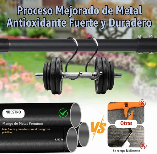 Vista 6 de Herramienta Bordeadora de Césped de Alta Resistencia, Cortador de Malezas de Acero al Carbono Ajustable de 34-49 pulgadas con Mango de Goma