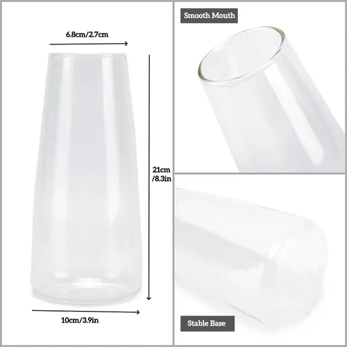 Vista 3 de Jarrón de cristal transparente, florero para centro de mesa, decoración del hogar, jarrones modernos para sala de estar, boda, oficina, mesa
