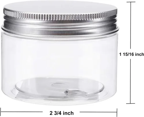 Vista 2 de Bekith Paquete de 20 tarros de plástico transparente de 4 onzas con tapas de rosca, recipientes pequeños redondos recargables sin BPA