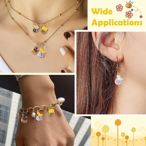 Vista 7 de KitBeads Enamel Animal Charm Alloy Cartoon Pendnats for Jewelry Making Bulk Bee 8Pcs