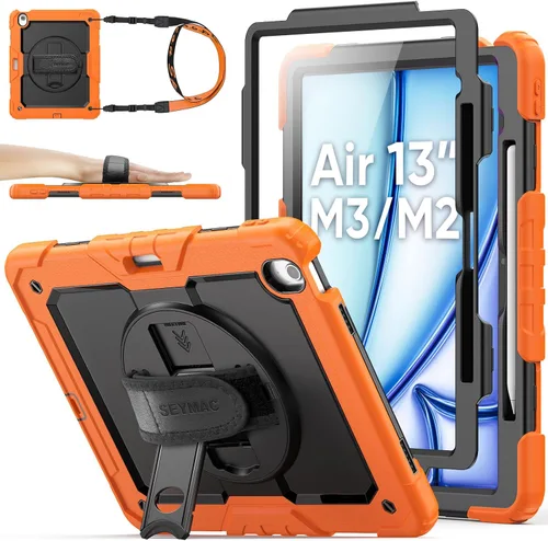 Vista 29 de SEYMAC stock Funda protectora para iPad Air de 11 pulgadas M3 2025/M2 2024 (Air 7ª/6ª generación), funda resistente con protector de pantalla
