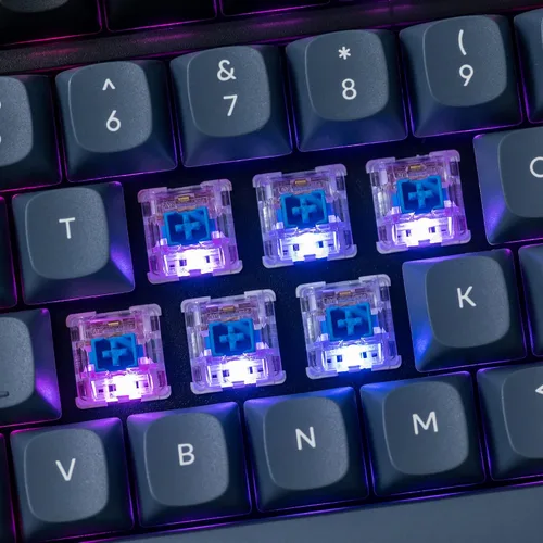 Vista 8 de Keychron V1 - Perilla de teclado mecánico con cable versión del 75 de diseño QMKVIA programable con teclado intercambiable en caliente K Pro Blue