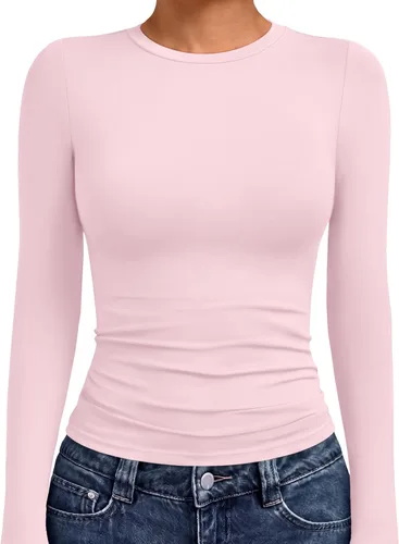 Vista 16 de AUTOMET - Camisetas ombligueras de manga larga para mujer, básicas, de compresión, para salir, otoño, ropa de moda del año 2000 Blanco