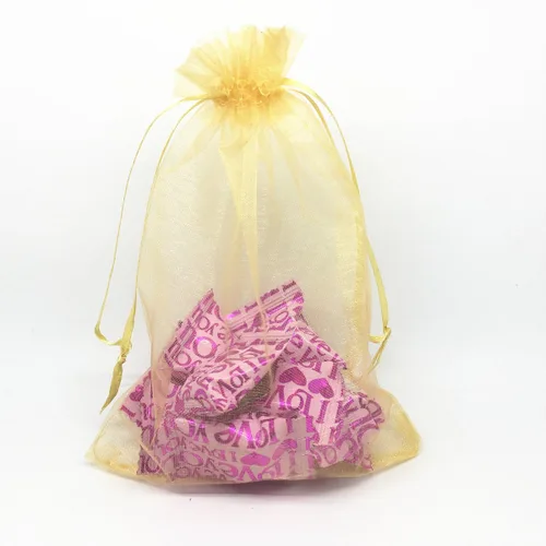 Vista 2 de Bolsas de regalo de organza con cordón, para recuerdos de boda, dulces, 100 unidades de 10 x 15 cm