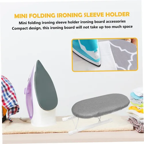 Vista 7 de Mini Ironing Board with Heat-Resistant Protection Mat and Folding Steel Frame Compact Household Ironing Sleeve Rack for Collars Travel Dorm and Home