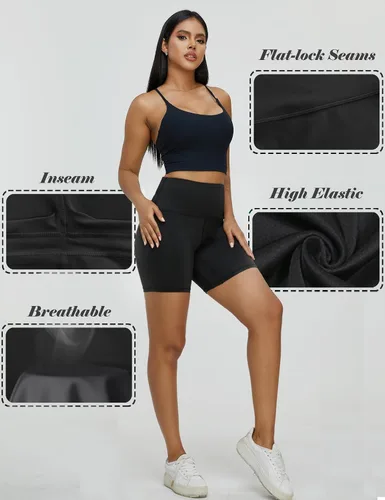 Vista 4 de 6 Pack 4+6+8 Spandex Biker Shorts for Women, Compression Volleyball Shorts for Workout High Waisted