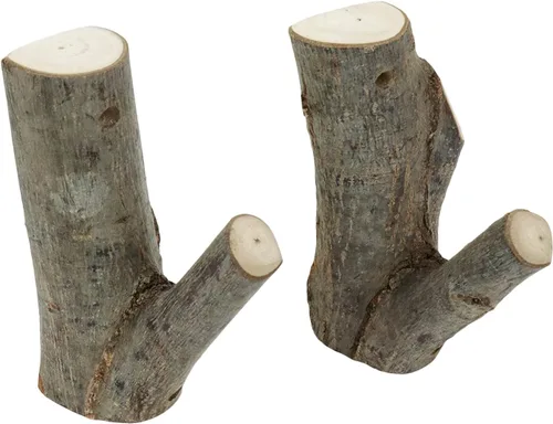 Vista 15 de 4 ganchos de pared de madera real con ramas de árbol de granja, rústico decorativo de madera con tronco de corteza de grosor de 0.8 in a 1.2 in