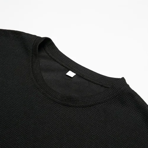 Vista 4 de Basics Mens T-Shirts Tops Round Neck Long Sleeve Pullover Blouses Bottoming Solid Shirt Tees Home Classic Clothing