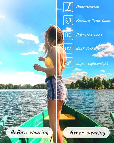 Vista 5 de Myiaur Lentes de sol polarizados para mujer cuadrados espejados modernos con protección UV que reducen el deslumbramiento