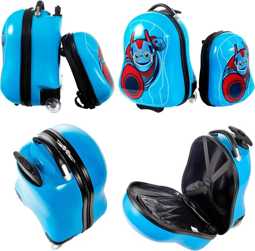 Vista 5 de KIDDIETOTES Conjuntos de equipaje y mochila, Azul, Robot