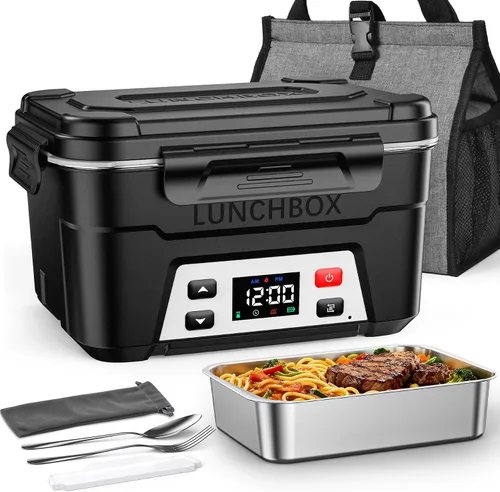 Vista 8 de EAST OAK Caja de almuerzo eléctrica inalámbrica para adultos, caja de almuerzo autocalentable recargable de 5.5 tazas - Calentamiento automático