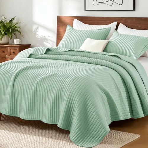 Vista 21 de Exclusivo Mezcla Juego de ropa de cama de edredón acolchado a rayas beige