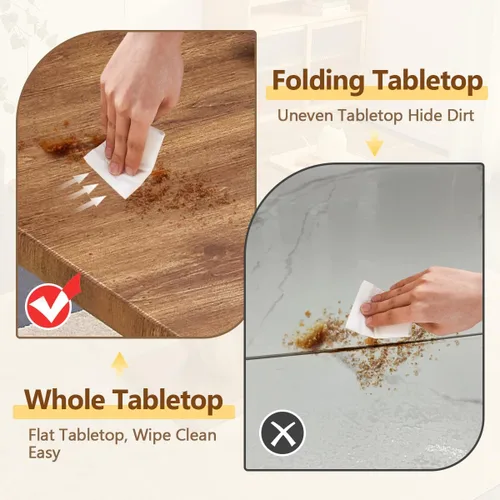 Vista 6 de Moderno juego de mesa de comedor para 6, mesa de cocina de madera con sillas de cuero, juego de mesa de comedor de 7 piezas con parte superior