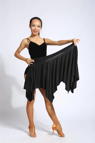 Vista 5 de G2016 latin ballroom dance professional irregular swing skirt (apron style)