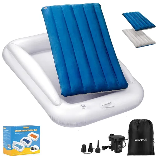 Vista 7 de USHMA Cama de viaje para niños pequeños, cama inflable portátil para niños Colchón de aire para niños Cama de viaje para niños, colchón inflable