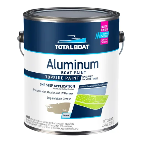 Vista 16 de TotalBoat Pintura de aluminio para lanchas, barcos bajos, botes, botes anfibios, barcos Jon y pontones (Verde Ejército, Quart)
