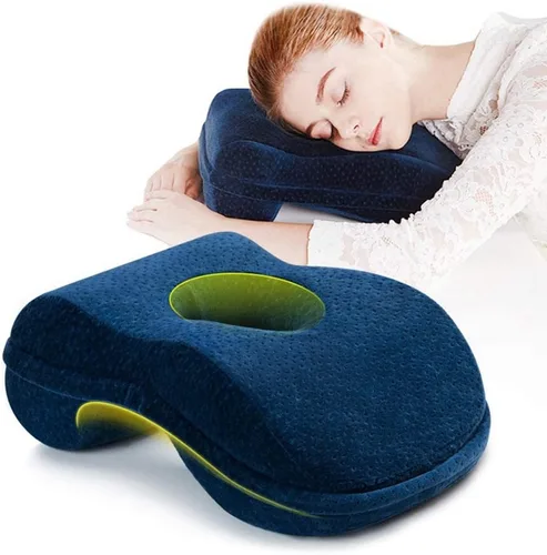 Vista 6 de WOWSEA Almohada suave con forma de dona, almohada ergonómica de algodón con memoria para dormir, almohada de siesta de escritorio de rebote lento