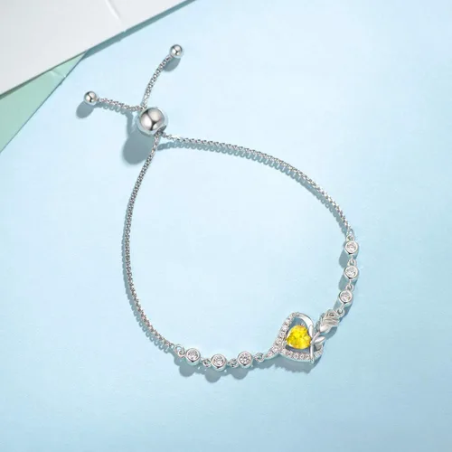 Vista 4 de AGVANA Birthstone Bracelet Christmas Gifts for Women Sterling Silver Genuine or Created Gemstone Tennis Bracelet Rose Flower Heart Jewelry