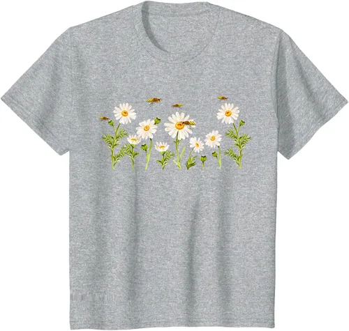 Vista 38 de Marguerites Daisy - Camiseta de verano con margaritas de jardín de flores, Negro, S