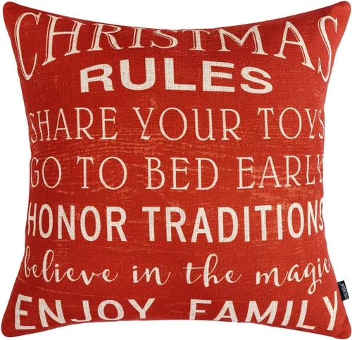 Vista 9 de TRENDIN Funda de almohada de Navidad de 18 x 18 pulgadas para sofá, decoración de Navidad, funda de cojín cuadrada de lino, decoración del hogar