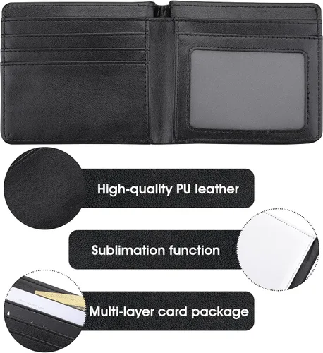 Vista 3 de Prasacco Billetera de sublimación en blanco para transferencia de calor, multifuncional, regalos de graduación (1 unidad negra de doble cara)