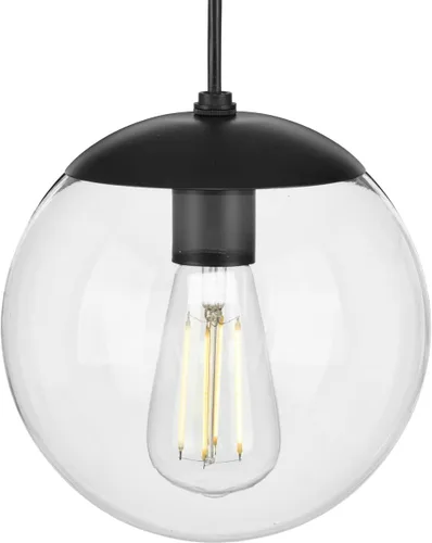 Vista 15 de Progress Lighting Atwell Collection - Lámpara colgante colgante moderna con forma de globo de cristal transparente de bronce cepillado