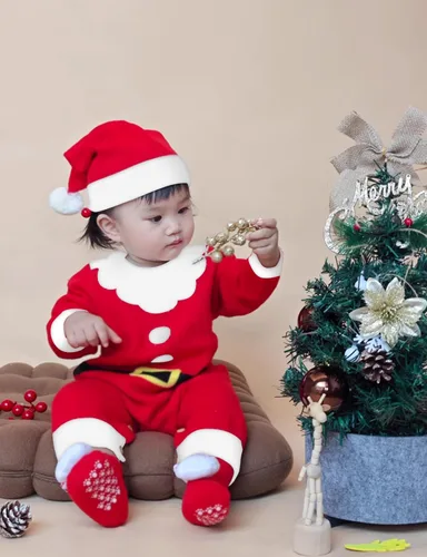 Vista 5 de AGQT Disfraces de Navidad de Papá Noel para bebés niños y niñas, talla 0-24 meses