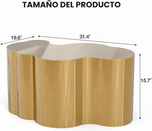 Vista 2 de IKIFLY Mesa de centro inoxidable dorada, diseño moderno de moda de nube