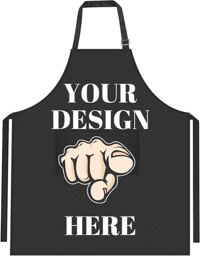 Vista 9 de Delantal personalizado con logotipo de imagen de texto para mujeres y hombres, delantales de cocina personalizados con bolsillos delantal