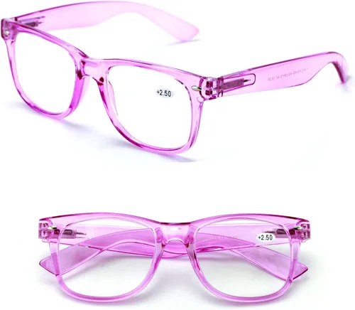 Vista 13 de 2 pares de anteojos de lectura transparentes de color neón de lujo, cómodos y elegantes para lectores simples