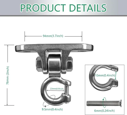 Vista 5 de 2 accesorios para columpios, perchas de columpio resistentes, para patio, porche, columpio, bolsa de arena, soporte de hamaca de yoga, soporte