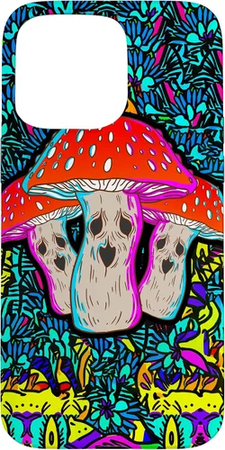 Vista 31 de Funda de regalo con ácido de seta, diseño psicodélico de cara aterradora con hongos mágicos para iPhone 17
