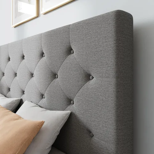 Vista 61 de WEEWAY Base de cama de plataforma tamaño King con 4 cajones de almacenamiento, cabecera capitonada con botones de costura de diamante, base de Negro