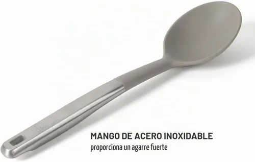 Vista 5 de Calphalon Cuchara de cocina Prime, cuchara de cocina con cabeza de silicona y mango de acero inoxidable, resistente al calor, cuchara antiadherente