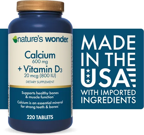 Vista 2 de Nature's Wonder Calcio 600 mg con vitamina D3 20 mcg para la salud ósea, 220 tabletas