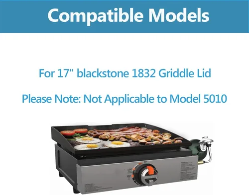 Vista 2 de Tapa con bisagras mejorada para Blackstone de 17 pulgadas 1832 Adventure Ready, tapa de plancha para parrilla 1832, tapa dura de plancha