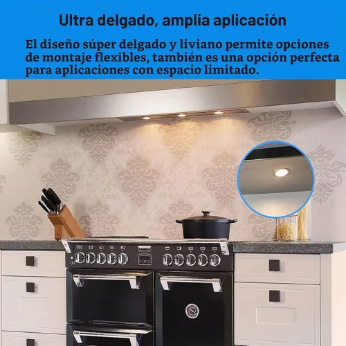 Vista 5 de Luces LED de disco empotradas con cable debajo del gabinete, iluminación regulable, bombilla halógena de 2.4 pulgadas con recorte, accesorios de luz