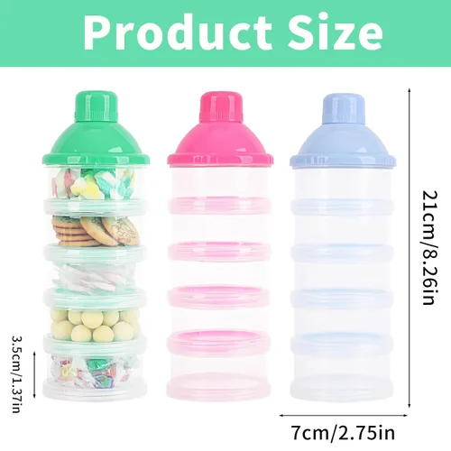 Vista 2 de Dispensador de leche en polvo para bebés, 2 unidades, de 5 capas, ollas de leche en polvo, dispensador de fórmula, dispensador portátil de fórmula