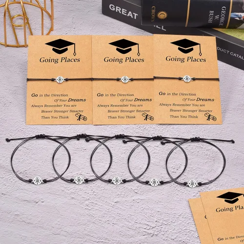 Vista 4 de Juego de 20 pulseras de graduación para ella y él, juego de pulseras de brújula 2023 2024, regalos inspiradores de graduación para compañeros