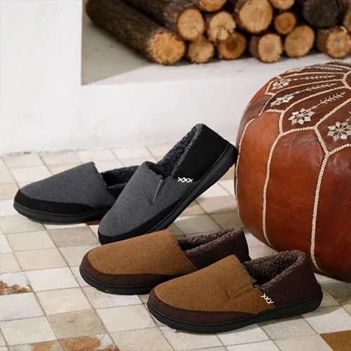 Vista 4 de Zigzagger Pantuflas de microgamuza esponjosas para hombre, estilo mocasín, para interior y exterior