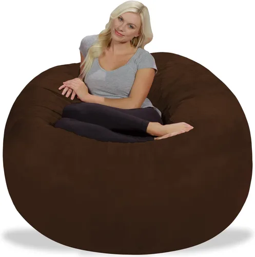 Vista 4 de Chill Sack Puf - Sillón gigante de espuma viscoelástica de 5 pies, sofá grande con funda de microfibra suave, color marrón