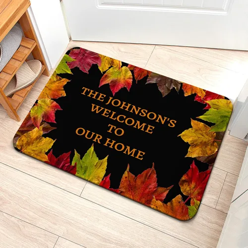 Vista 9 de Livole Tapete personalizado para puerta delantera, tapete de bienvenida personalizado con nombre de la familia, para interiores y exteriores