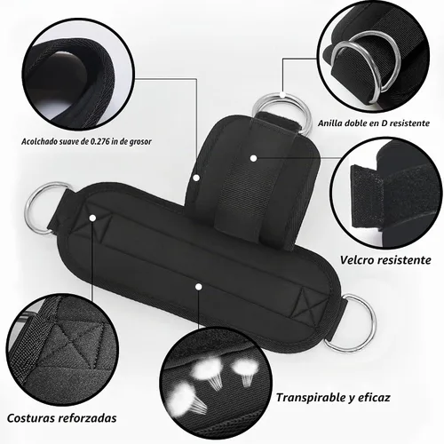 Vista 3 de Correas de Tobillo de Fitness para Máquina de Cable, Kickbacks Ejercicios de Glúteos, Ejercicios de Parte Inferior del Cuerpo, Correas Ajustables