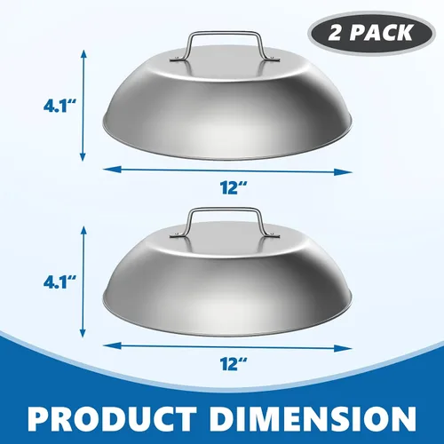 Vista 2 de SafBbcue 2 juegos de accesorios para parrilla de 12 pulgadas, cubierta de cúpula de fusión de quesos para Blackstone, Pitboss, Camp Chef Vapor Pizza