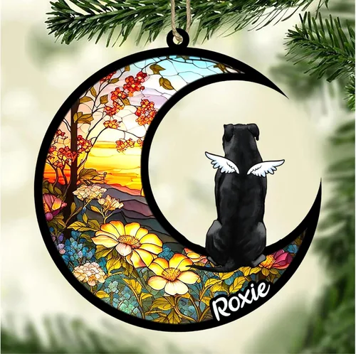 Vista 628 de LOVELYPOD Adorno de Navidad personalizado para perro Basset Hound (marrón) Basset Hound (marrón) adorno para atrapasoles de perro, razas de perros