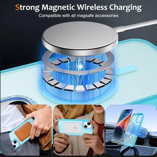 Vista 858 de Anuck - Funda magnética para iPhone 11 compatible con MagSafe, carcasa trasera mate translúcida dura, borde de TPU, delgada, resistente a impactos