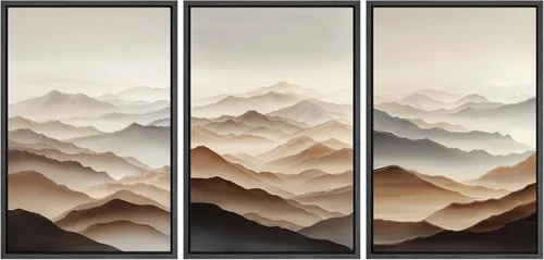 Vista 66 de MUDECOR Lienzo enmarcado para pared, juego de arte de acuarela pastel, bosque de pinos, naturaleza silvestre, ilustraciones modernas, decorativas