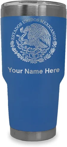 Vista 15 de LaserGram - Vaso personalizado de 20 onzas, bandera de México (negro)